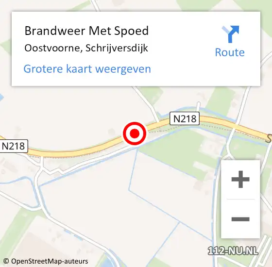 Locatie op kaart van de 112 melding: Brandweer Met Spoed Naar Oostvoorne, Schrijversdijk op 18 september 2017 14:20