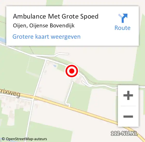 Locatie op kaart van de 112 melding: Ambulance Met Grote Spoed Naar Oijen, Oijense Bovendijk op 18 september 2017 14:44