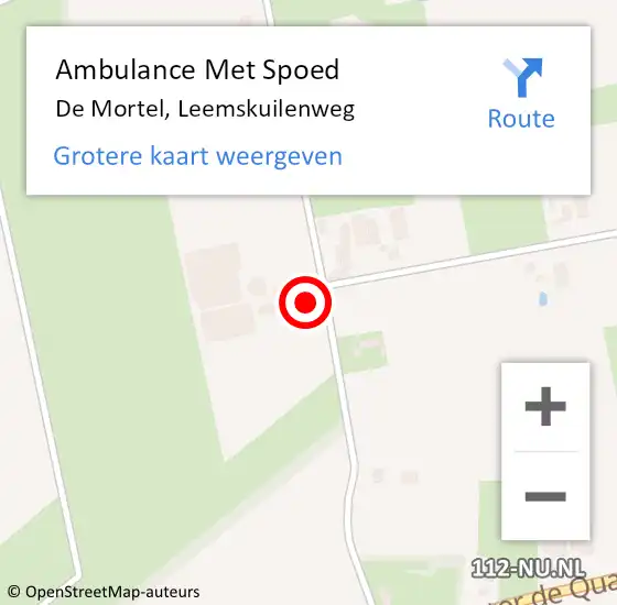Locatie op kaart van de 112 melding: Ambulance Met Spoed Naar De Mortel, Leemskuilenweg op 18 september 2017 14:49