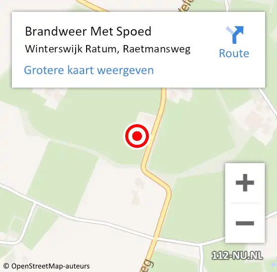 Locatie op kaart van de 112 melding: Brandweer Met Spoed Naar Winterswijk Ratum, Raetmansweg op 18 september 2017 15:19