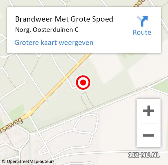 Locatie op kaart van de 112 melding: Brandweer Met Grote Spoed Naar Norg, Oosterduinen C op 18 september 2017 16:02