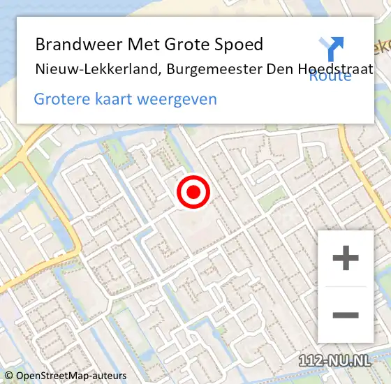 Locatie op kaart van de 112 melding: Brandweer Met Grote Spoed Naar Nieuw-Lekkerland, Burgemeester Den Hoedstraat op 18 september 2017 16:38