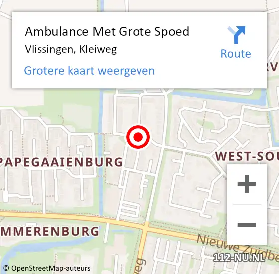 Locatie op kaart van de 112 melding: Ambulance Met Grote Spoed Naar Vlissingen, Kleiweg op 18 september 2017 16:46