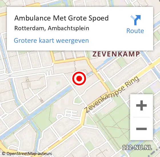 Locatie op kaart van de 112 melding: Ambulance Met Grote Spoed Naar Rotterdam, Ambachtsplein op 18 september 2017 16:46