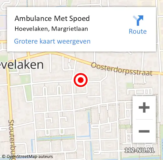 Locatie op kaart van de 112 melding: Ambulance Met Spoed Naar Hoevelaken, Margrietlaan op 18 september 2017 16:47