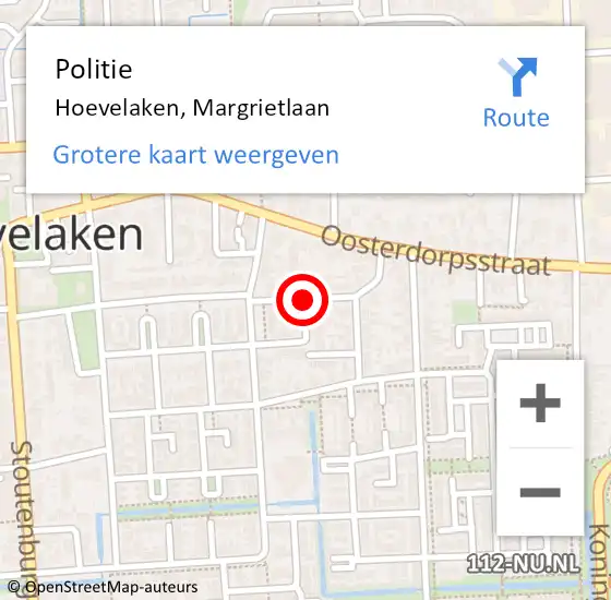 Locatie op kaart van de 112 melding: Politie Hoevelaken, Margrietlaan op 18 september 2017 16:49