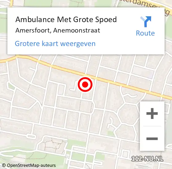 Locatie op kaart van de 112 melding: Ambulance Met Grote Spoed Naar Amersfoort, Anemoonstraat op 18 september 2017 17:15