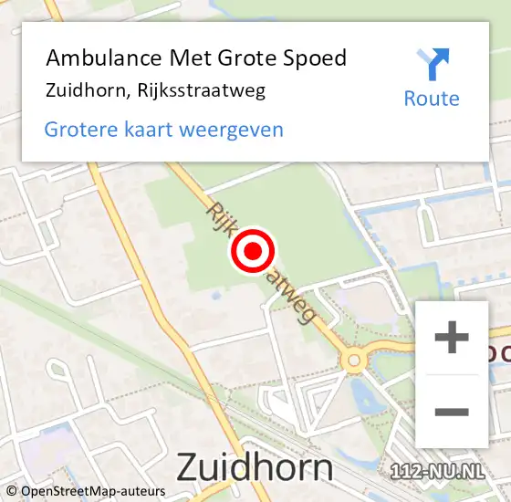 Locatie op kaart van de 112 melding: Ambulance Met Grote Spoed Naar Zuidhorn, Rijksstraatweg op 18 september 2017 17:30