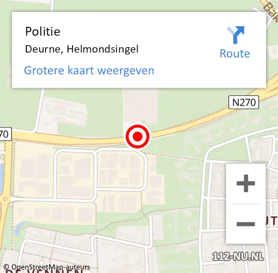 Locatie op kaart van de 112 melding: Politie Deurne, Helmondsingel op 18 september 2017 17:30