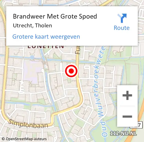 Locatie op kaart van de 112 melding: Brandweer Met Grote Spoed Naar Utrecht, Tholen op 18 september 2017 17:31