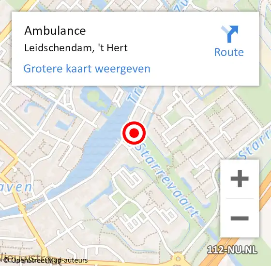 Locatie op kaart van de 112 melding: Ambulance Leidschendam, 't Hert op 18 september 2017 18:01