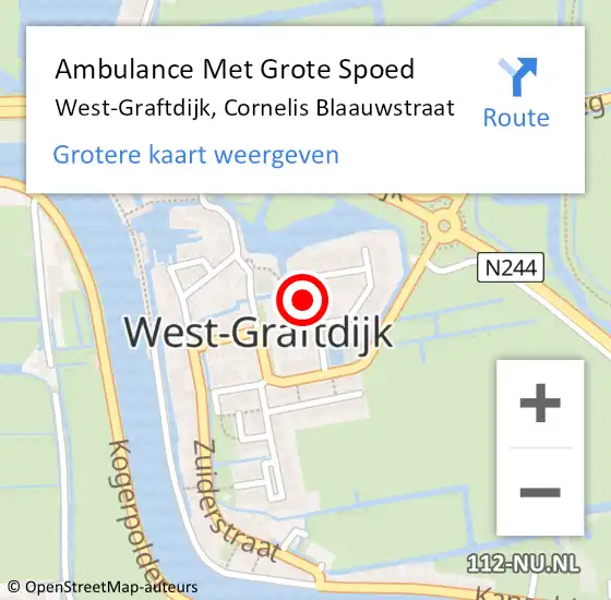 Locatie op kaart van de 112 melding: Ambulance Met Grote Spoed Naar West-Graftdijk, Cornelis Blaauwstraat op 2 februari 2014 01:22