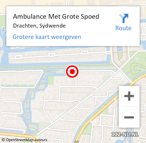 Locatie op kaart van de 112 melding: Ambulance Met Grote Spoed Naar Drachten, Sydwende op 18 september 2017 19:14