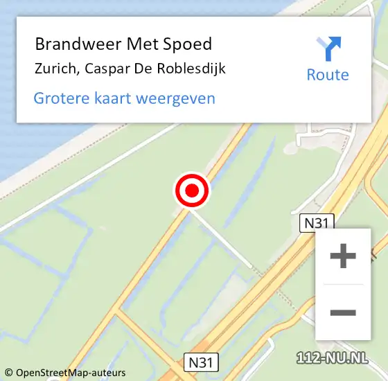 Locatie op kaart van de 112 melding: Brandweer Met Spoed Naar Zurich, Caspar De Roblesdijk op 18 september 2017 19:37