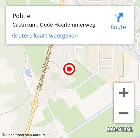Locatie op kaart van de 112 melding: Politie Castricum, Oude Haarlemmerweg op 18 september 2017 19:40
