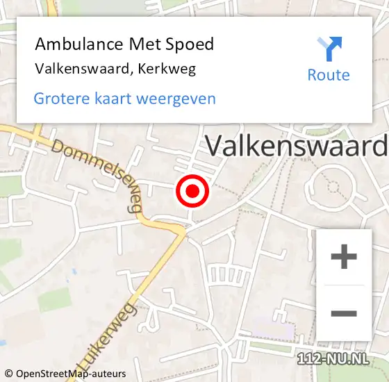 Locatie op kaart van de 112 melding: Ambulance Met Spoed Naar Valkenswaard, Kerkweg op 18 september 2017 19:59