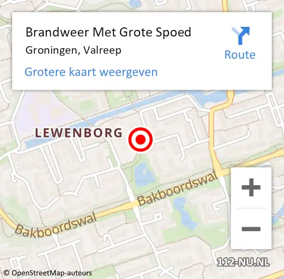 Locatie op kaart van de 112 melding: Brandweer Met Grote Spoed Naar Groningen, Valreep op 18 september 2017 20:21