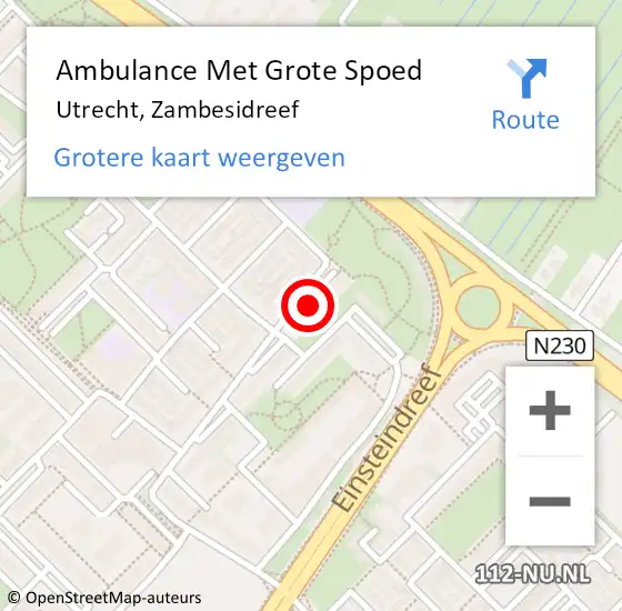 Locatie op kaart van de 112 melding: Ambulance Met Grote Spoed Naar Utrecht, Zambesidreef op 18 september 2017 20:40