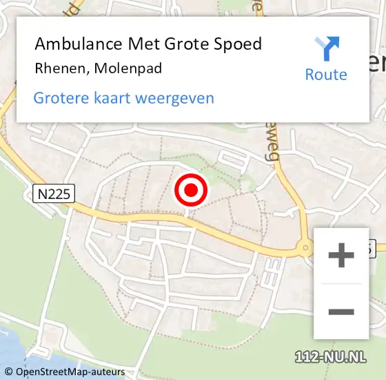 Locatie op kaart van de 112 melding: Ambulance Met Grote Spoed Naar Rhenen, Molenpad op 2 februari 2014 01:41