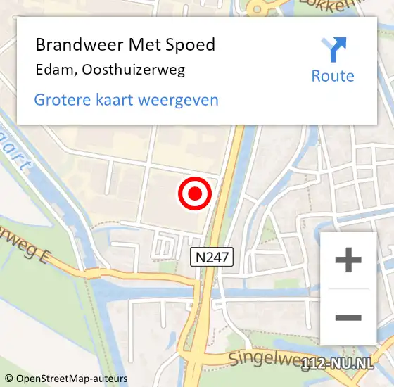 Locatie op kaart van de 112 melding: Brandweer Met Spoed Naar Edam, Oosthuizerweg op 18 september 2017 21:15