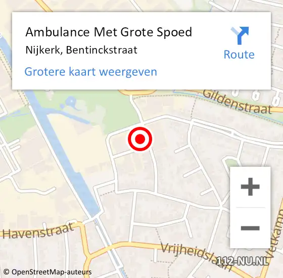 Locatie op kaart van de 112 melding: Ambulance Met Grote Spoed Naar Nijkerk, Bentinckstraat op 18 september 2017 21:30