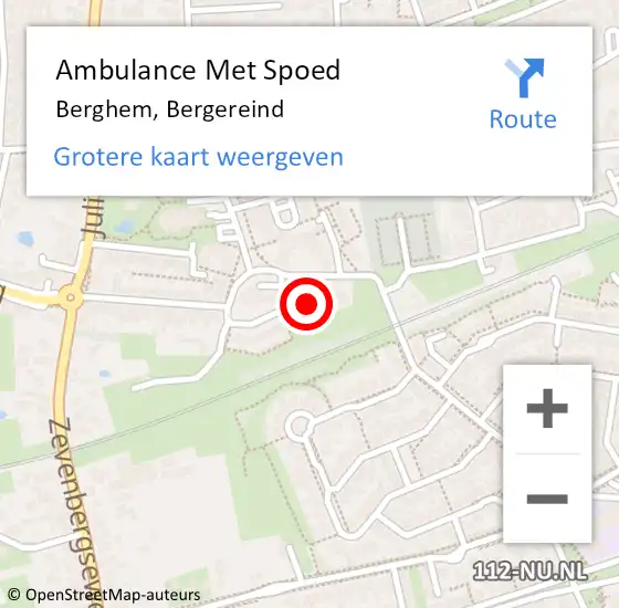 Locatie op kaart van de 112 melding: Ambulance Met Spoed Naar Berghem, Bergereind op 18 september 2017 22:30