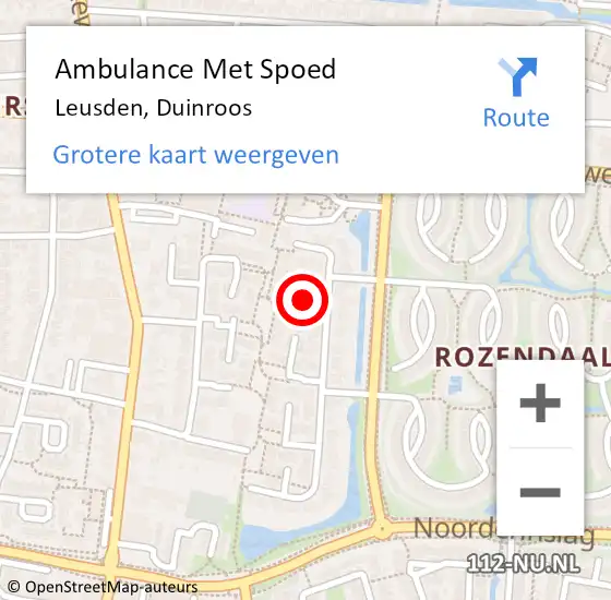 Locatie op kaart van de 112 melding: Ambulance Met Spoed Naar Leusden, Duinroos op 18 september 2017 22:40