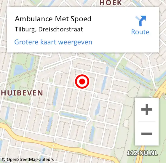 Locatie op kaart van de 112 melding: Ambulance Met Spoed Naar Tilburg, Dreischorstraat op 18 september 2017 23:28