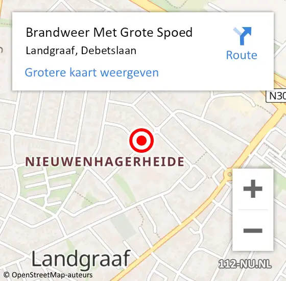 Locatie op kaart van de 112 melding: Brandweer Met Grote Spoed Naar Landgraaf, Debetslaan op 19 september 2017 00:21