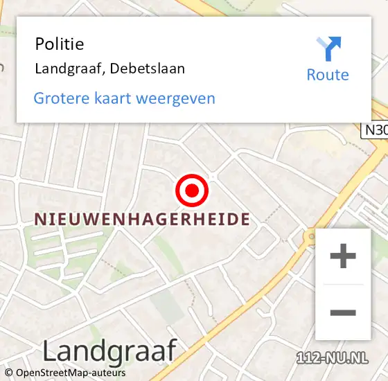 Locatie op kaart van de 112 melding: Politie Landgraaf, Debetslaan op 19 september 2017 00:27