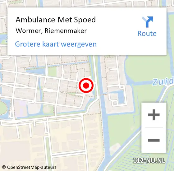 Locatie op kaart van de 112 melding: Ambulance Met Spoed Naar Wormer, Riemenmaker op 19 september 2017 01:31