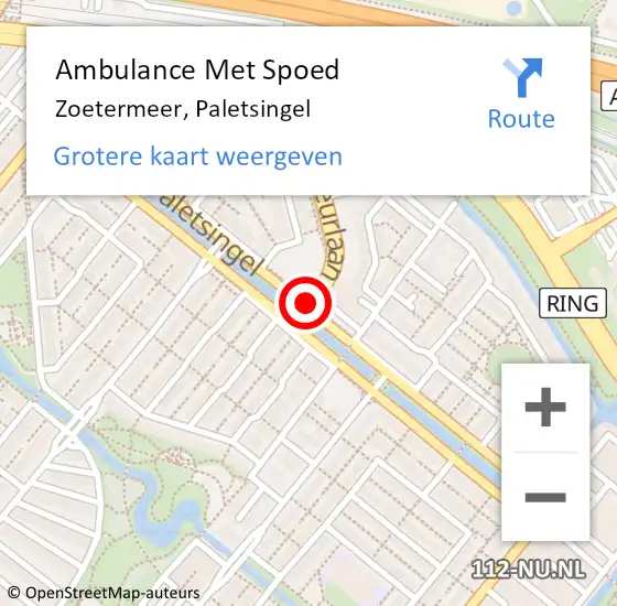 Locatie op kaart van de 112 melding: Ambulance Met Spoed Naar Zoetermeer, Paletsingel op 19 september 2017 03:31
