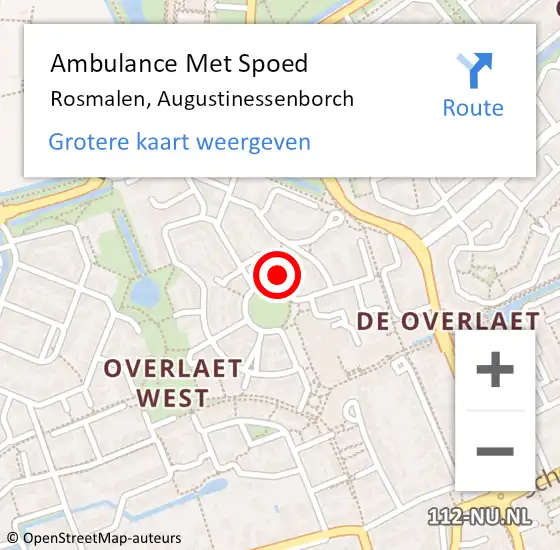 Locatie op kaart van de 112 melding: Ambulance Met Spoed Naar Rosmalen, Augustinessenborch op 19 september 2017 03:33