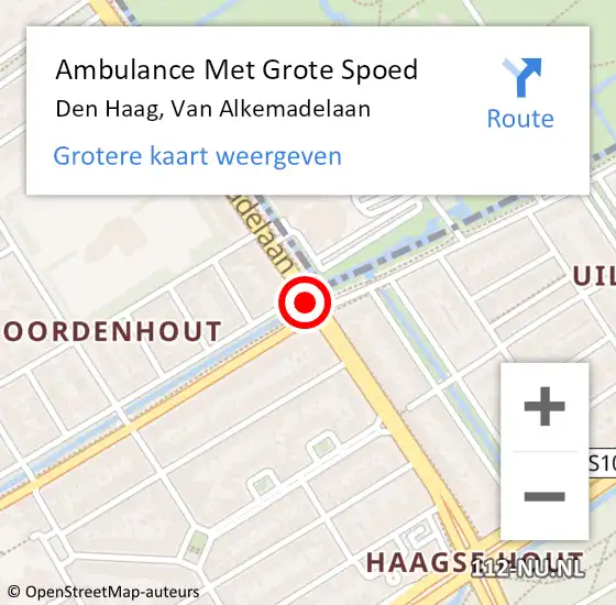 Locatie op kaart van de 112 melding: Ambulance Met Grote Spoed Naar Den Haag, Van Alkemadelaan op 19 september 2017 08:14