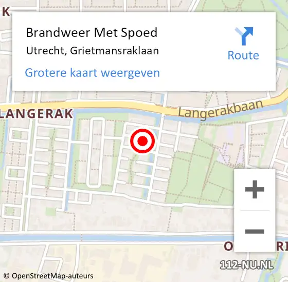 Locatie op kaart van de 112 melding: Brandweer Met Spoed Naar Utrecht, Grietmansraklaan op 19 september 2017 08:19