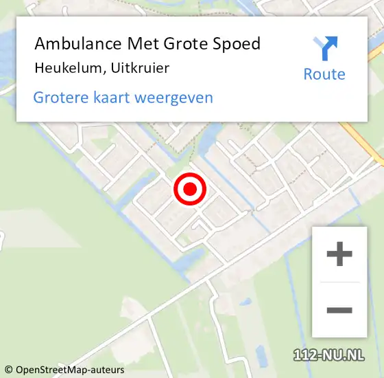 Locatie op kaart van de 112 melding: Ambulance Met Grote Spoed Naar Heukelum, Uitkruier op 19 september 2017 08:20