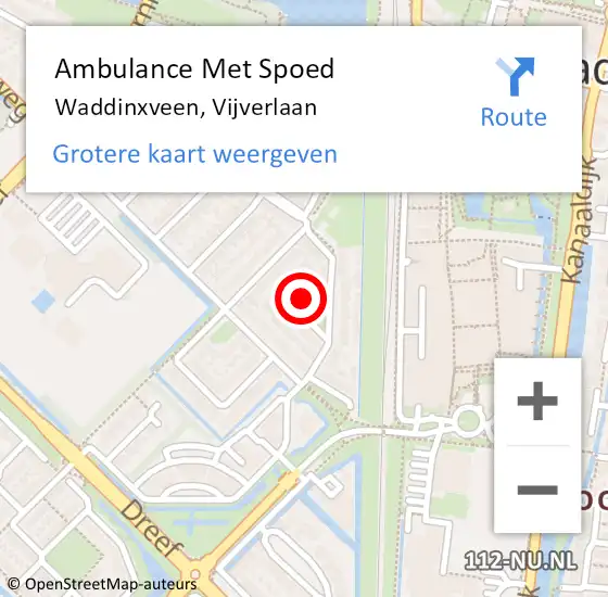 Locatie op kaart van de 112 melding: Ambulance Met Spoed Naar Waddinxveen, Vijverlaan op 19 september 2017 08:57