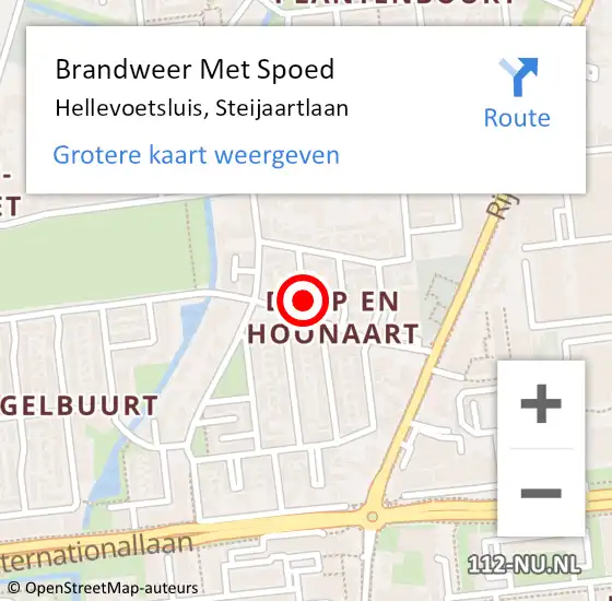 Locatie op kaart van de 112 melding: Brandweer Met Spoed Naar Hellevoetsluis, Steijaartlaan op 19 september 2017 09:05