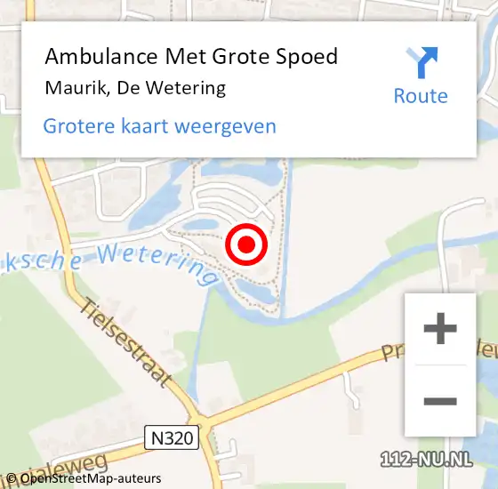 Locatie op kaart van de 112 melding: Ambulance Met Grote Spoed Naar Maurik, De Wetering op 19 september 2017 09:19