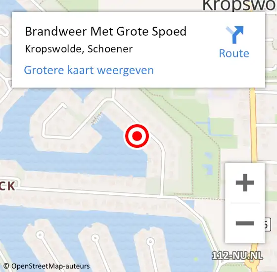 Locatie op kaart van de 112 melding: Brandweer Met Grote Spoed Naar Kropswolde, Schoener op 19 september 2017 09:37