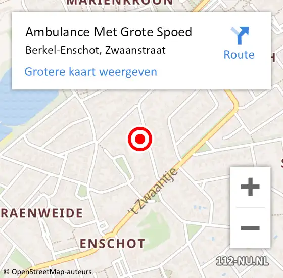 Locatie op kaart van de 112 melding: Ambulance Met Grote Spoed Naar Berkel-Enschot, Zwaanstraat op 19 september 2017 09:38