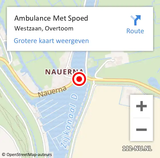 Locatie op kaart van de 112 melding: Ambulance Met Spoed Naar Westzaan, Overtoom op 19 september 2017 09:57