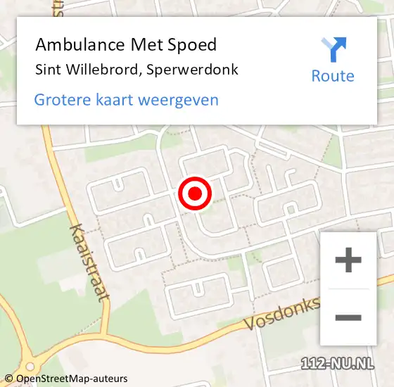 Locatie op kaart van de 112 melding: Ambulance Met Spoed Naar Sint Willebrord, Sperwerdonk op 19 september 2017 10:09