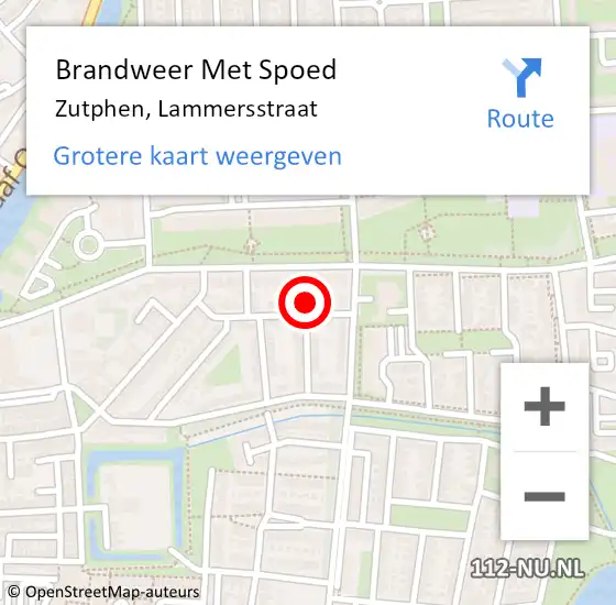 Locatie op kaart van de 112 melding: Brandweer Met Spoed Naar Zutphen, Lammersstraat op 2 februari 2014 03:29