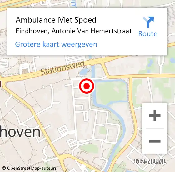 Locatie op kaart van de 112 melding: Ambulance Met Spoed Naar Eindhoven, Antonie Van Hemertstraat op 19 september 2017 10:15