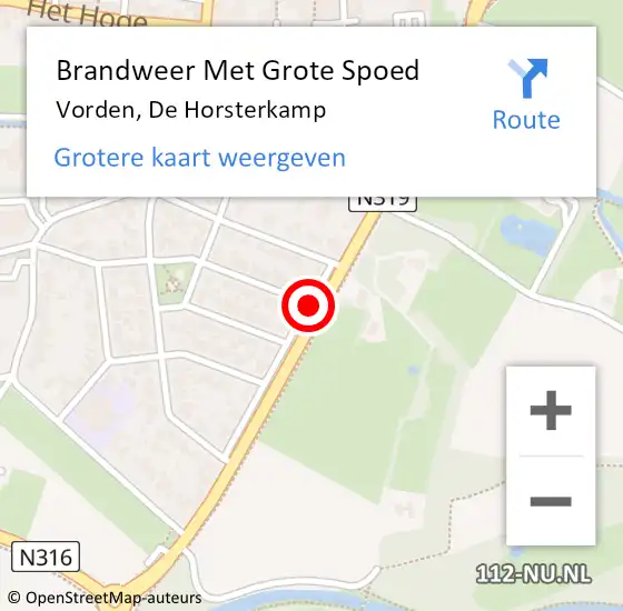 Locatie op kaart van de 112 melding: Brandweer Met Grote Spoed Naar Vorden, De Horsterkamp op 19 september 2017 10:23