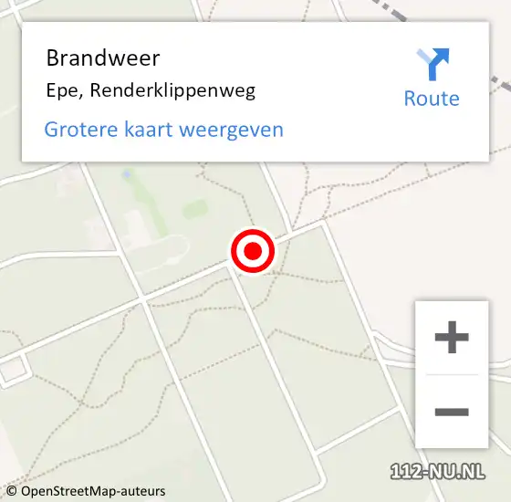 Locatie op kaart van de 112 melding: Brandweer Epe, Renderklippenweg op 19 september 2017 11:00