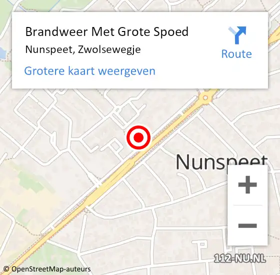 Locatie op kaart van de 112 melding: Brandweer Met Grote Spoed Naar Nunspeet, Zwolsewegje op 19 september 2017 11:11