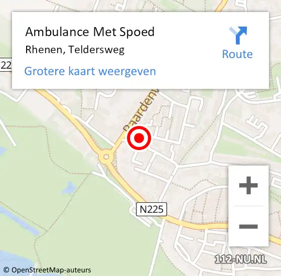 Locatie op kaart van de 112 melding: Ambulance Met Spoed Naar Rhenen, Teldersweg op 19 september 2017 11:19