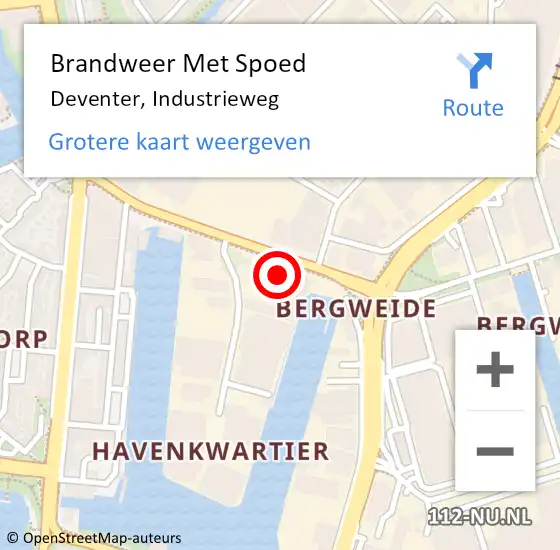 Locatie op kaart van de 112 melding: Brandweer Met Spoed Naar Deventer, Industrieweg op 19 september 2017 11:20